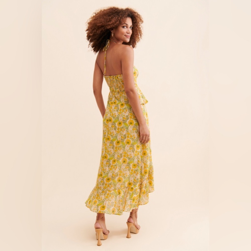 ASTR Vivee High Low Midi Dress in Yellow Floral Size Small NWT - Picture 8 of 10
